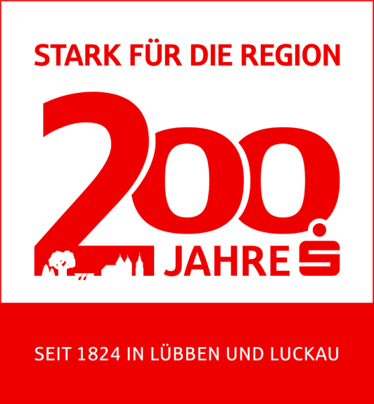 Zu sehen ist die Jubiläumsgrafik zu 200 Jahre Sparkasse in Lübben und Luckau.