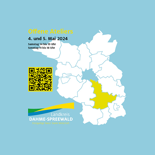 Zu sehen ist das Ankündigungsplakat zu den Offenen Ateliers 2024 im Landkreis Dahme-Spreewald.
