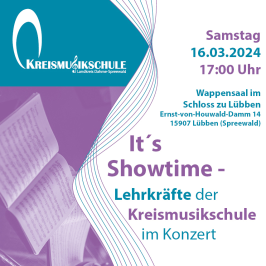 Zu sehen ist das Ankündigungsplakat zum Lehrerkonzert 2024 der Kreismusikschule Dahme-Spreewald.