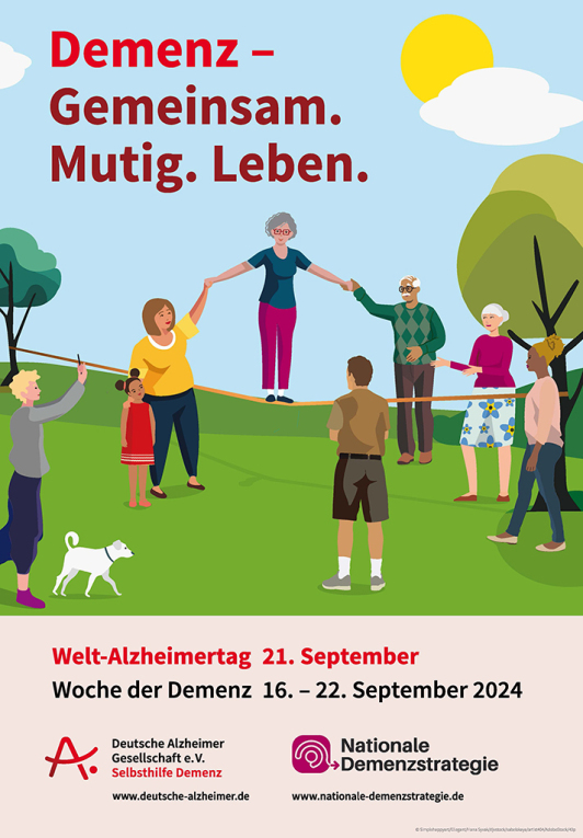 Sie sehen das Anküdigungsplakat zur Woche der Demenz anlässlich des Welt-Alzheimertages am 21. September 2024.